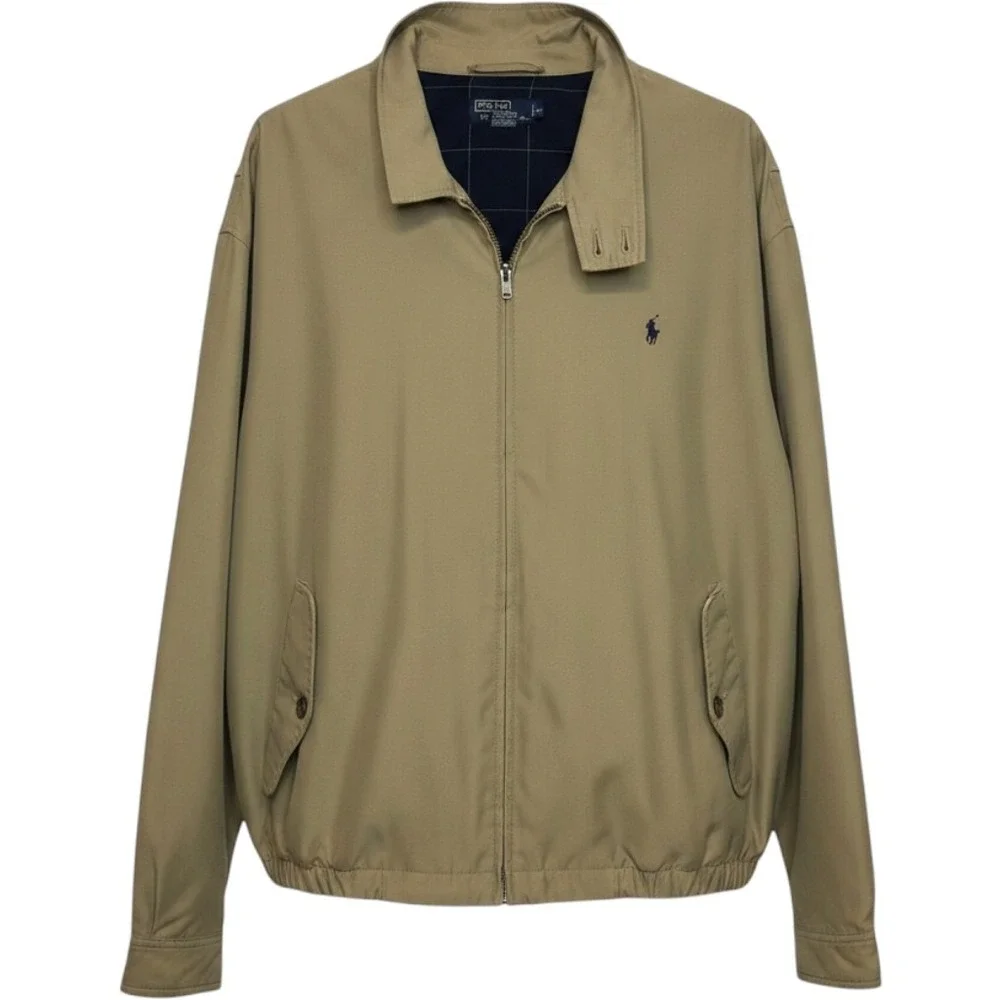 Polo Ralph Lauren Harrington Jacket Men XXL‎ Tan Beige Full Zip Windbreaker Pony